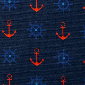 Canvas Heiner in marine mit orangen Ankern und blauen Steuerrädern